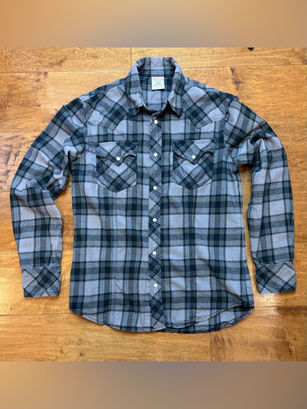 True Religion Pearl Snap Flannel Shirt Plaid Western Mens L